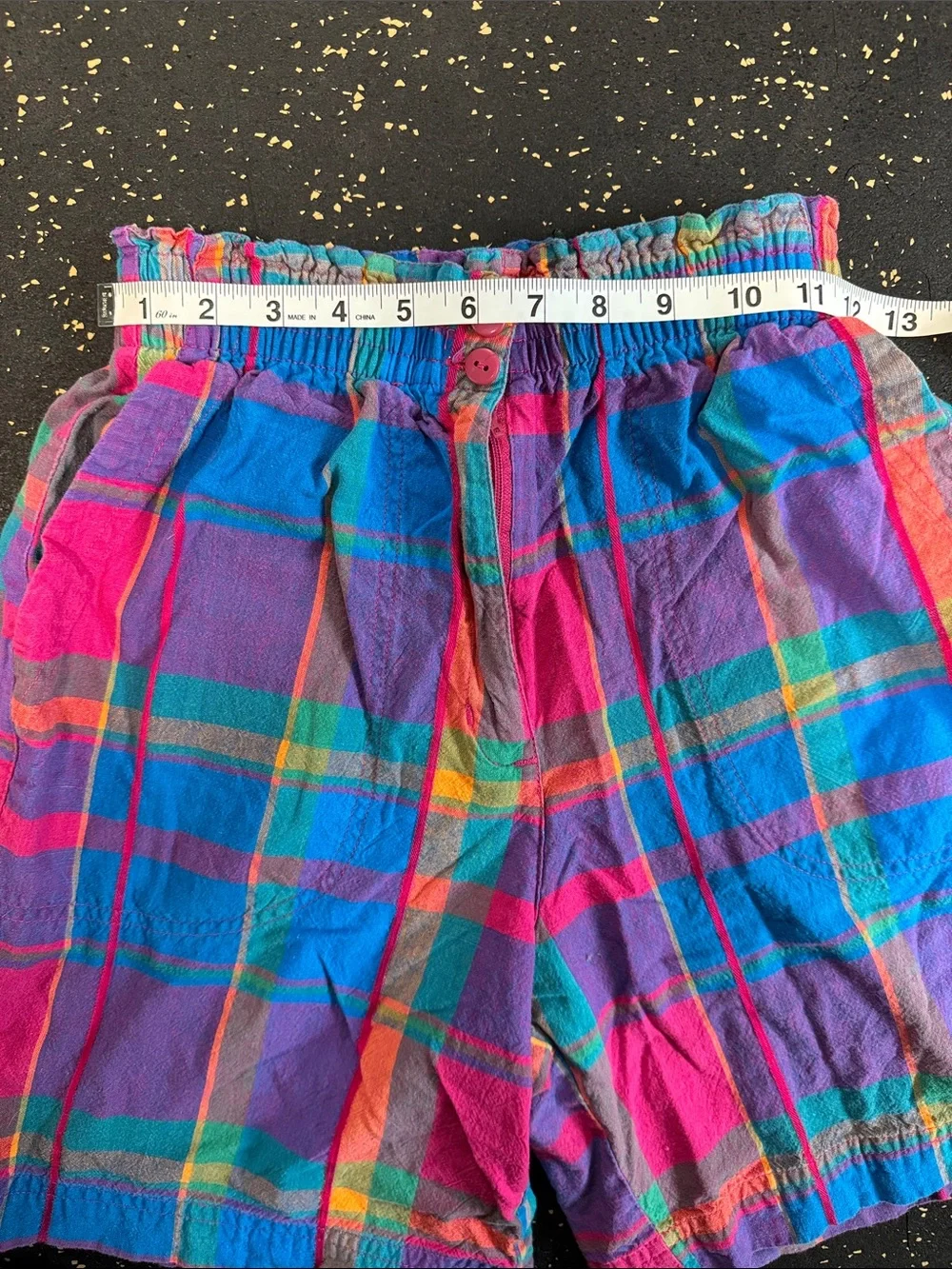 Hunt Club Colorful Plaid Elastic Waist Shorts - Bright Multicolor - Picture 4 of 5